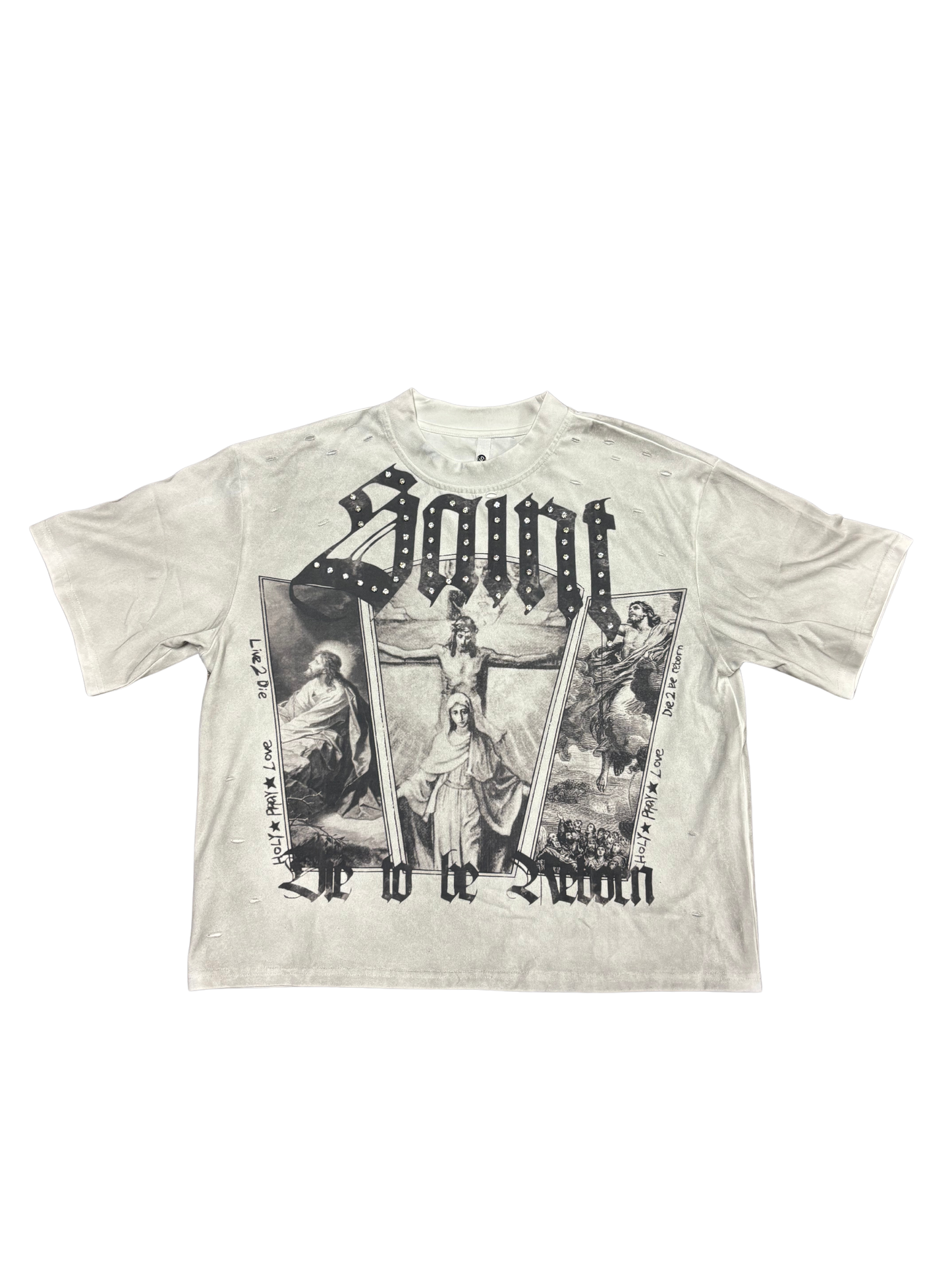 Saint Rhinestone Vintage Distressed Tee